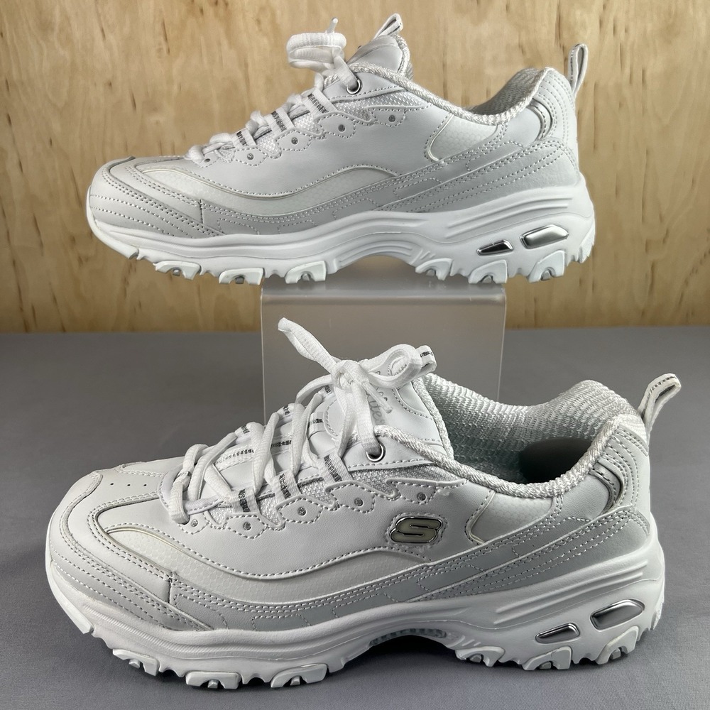 Skechers D'Lites Air Cooled Women's White Silver Sneakers Size 8 SN11931